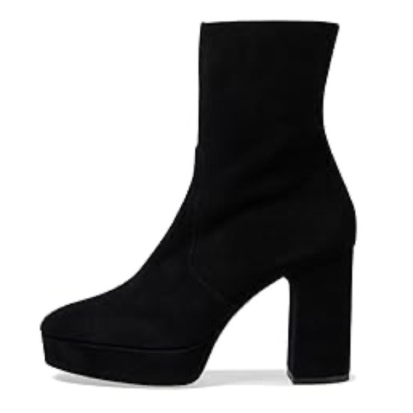 Stuart Weitzman black suede Shorty platform heel calf boots - size 8.5 NWT - Picture 1 of 6